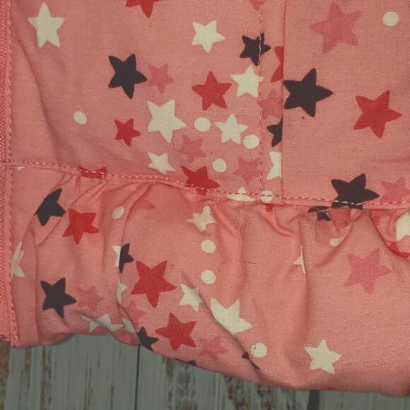 NWT, Gymboree Toddler puffer coat, Sz 18-24m, Pink Stars Print, ruffle bottom. - Picture 2 of 10